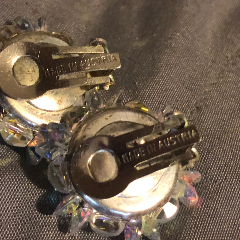 Vintage Austrian Crystal Clip-on Earrings - Picture 2 of 5
